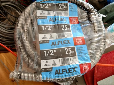 1/2-inch aluminum flexible electrical-conduit from Home Depot aircraft division.